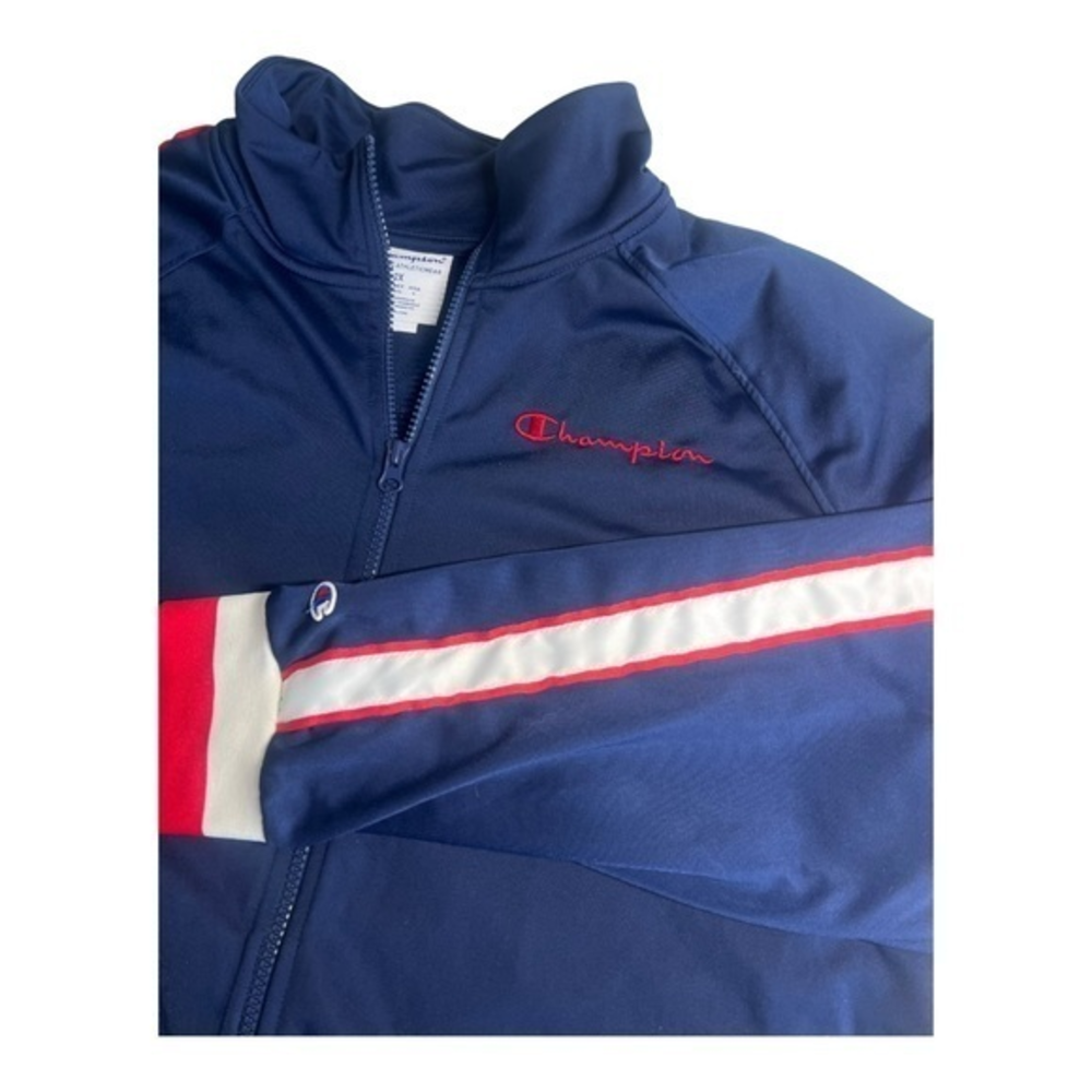 Champion Womens Full Zip Track Jacket Blue/Red/White 2X (See Measurements)